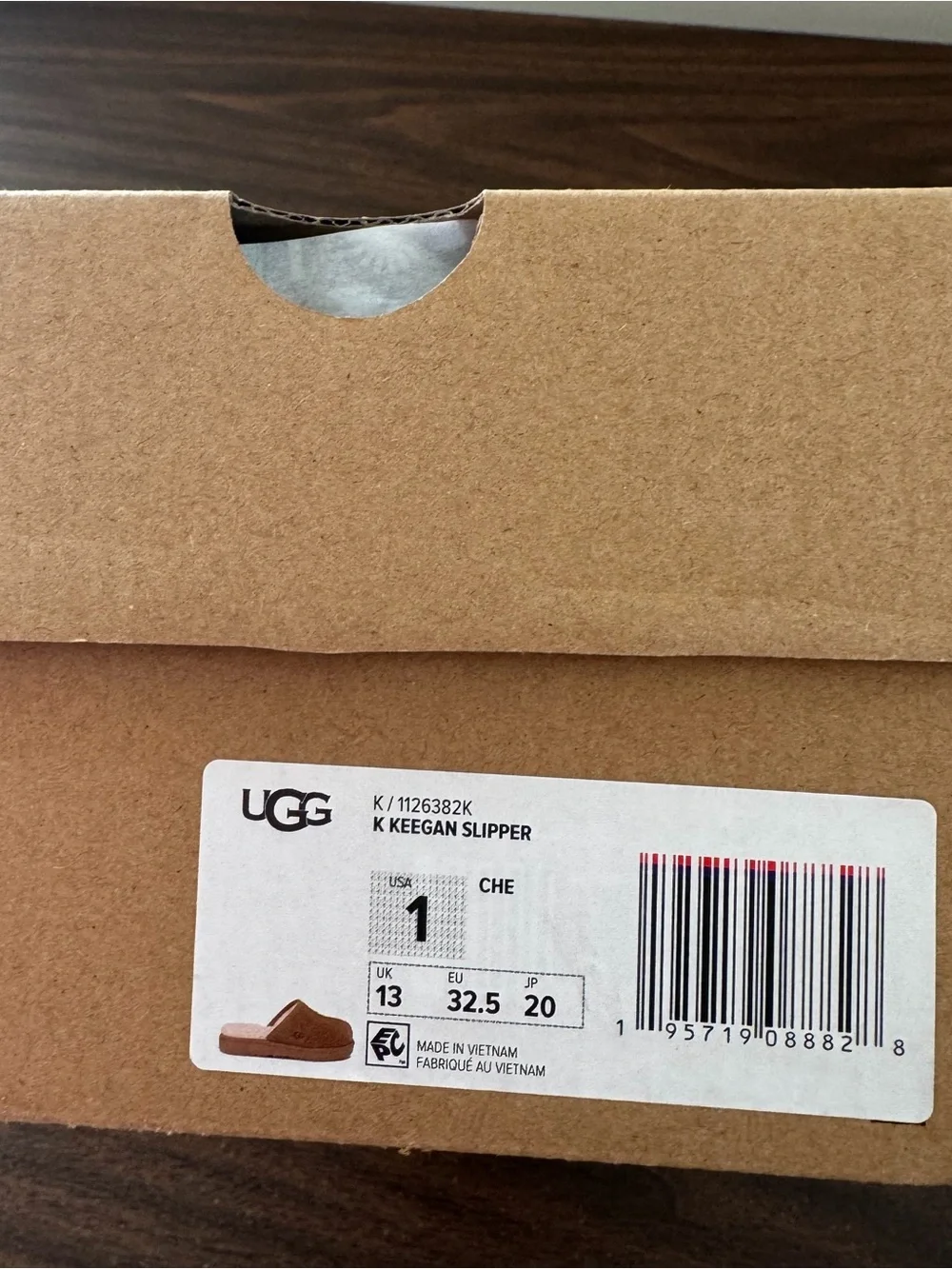 UGG Keegan Chestnut Shearling Slide Slippers 1M Suede Leather NWT Cozy